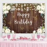 Toile de fond joyeux anniversaire papillon floral et scintillant